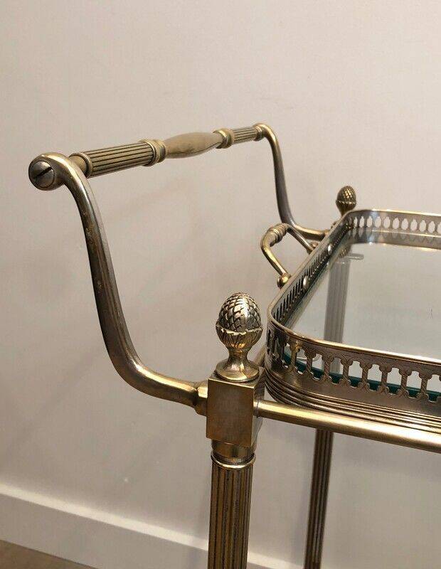 Neoclassical style rolling table in silvered brass