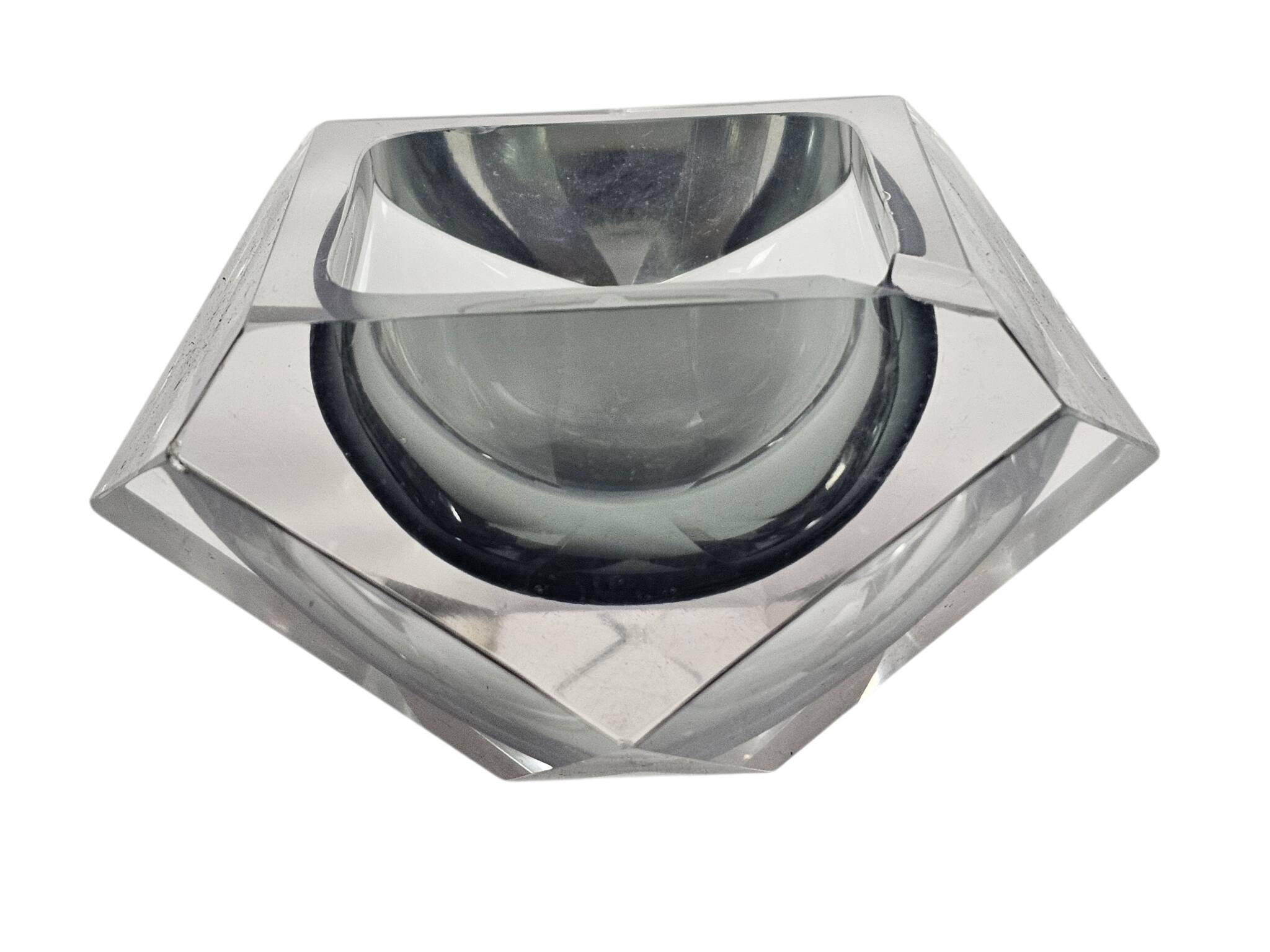 Murano - Flavio Poli - Seguso - Sommerso - Ashtray - clear glass - grey