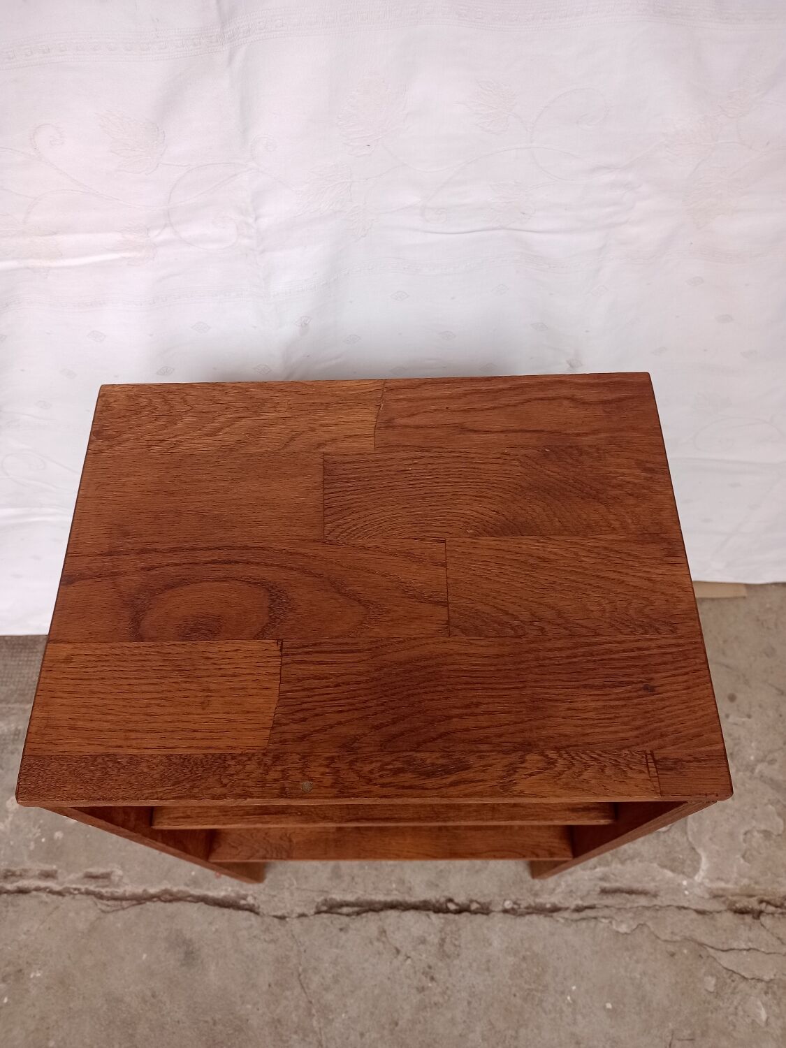 Bedside table in wooden slats