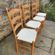 Set de 4 chaises dossier échelonné et assise tissée en coton blanc