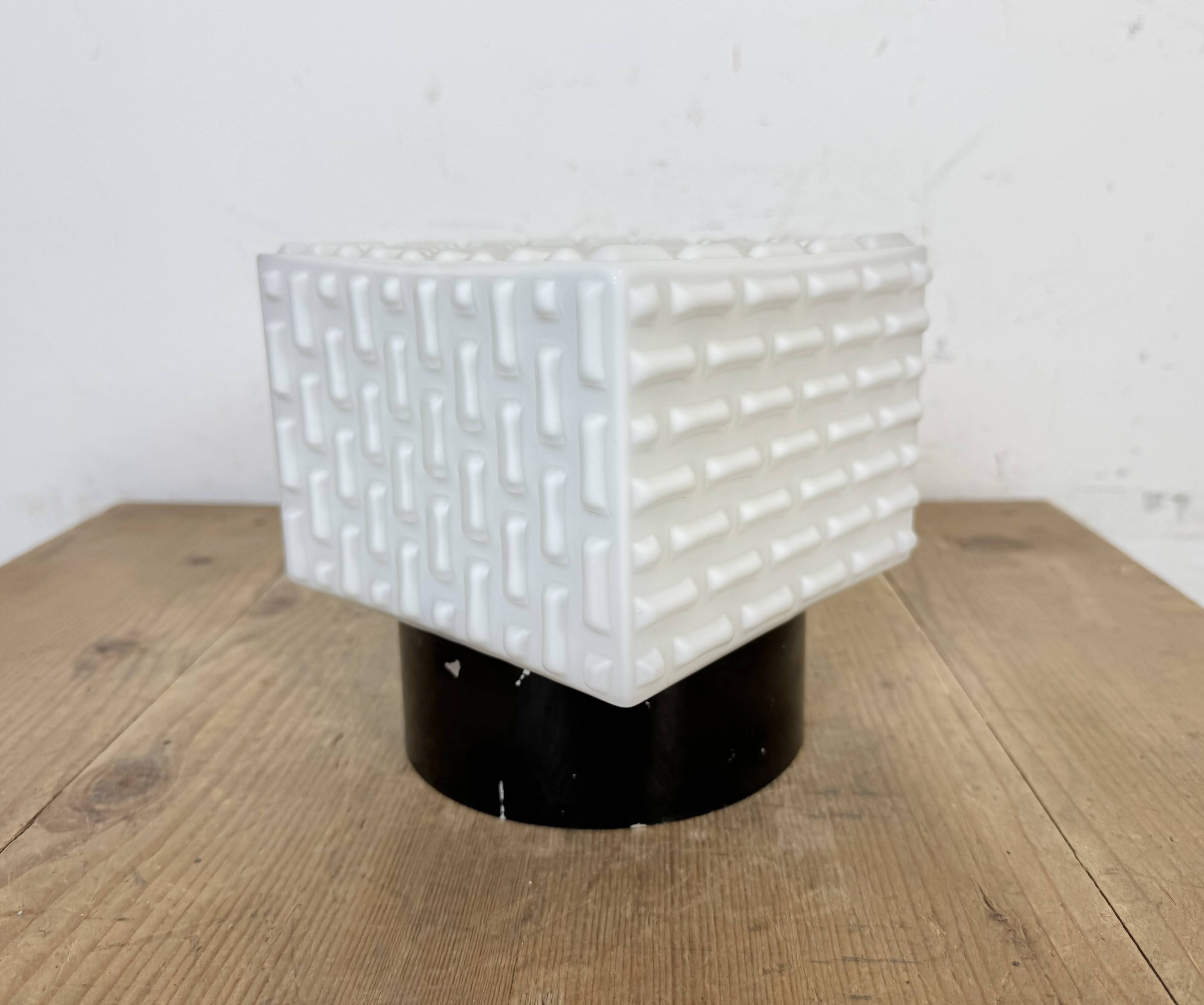 Vintage Square Milk Glass Wall or Ceiling Light, 1970s