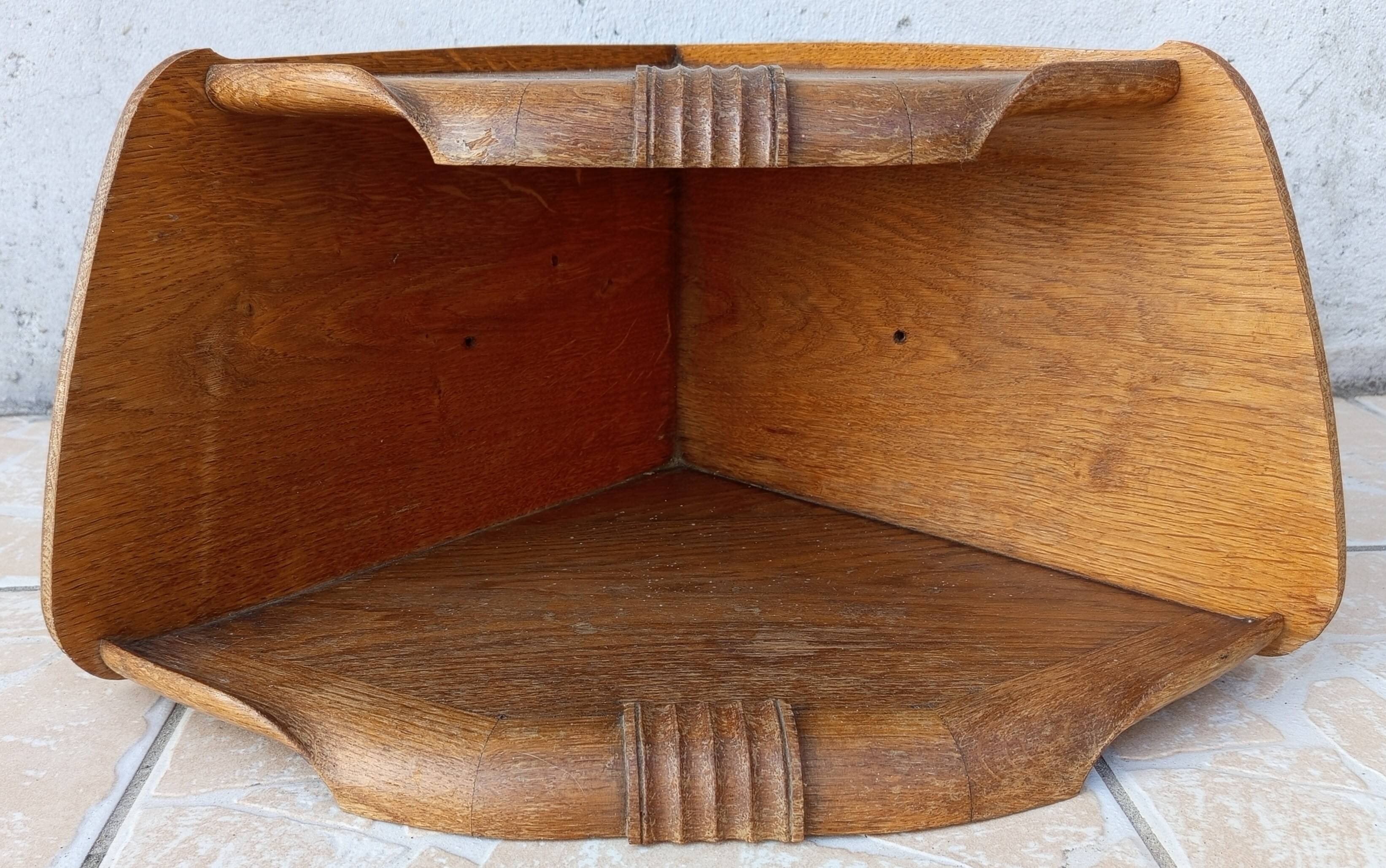 Art Deco oak corner shelf