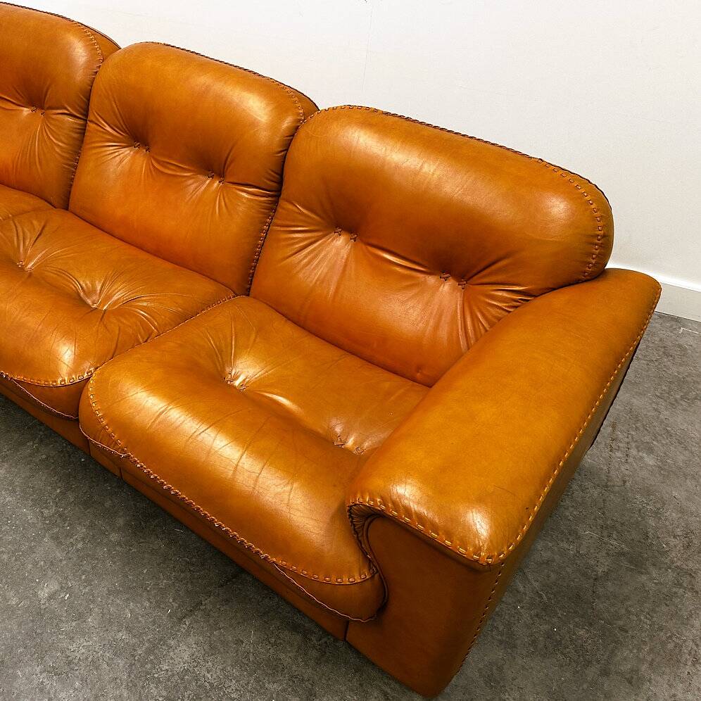 De Sede DS-101 cognac leather sofa/canape/couch with iconic baseball stitching