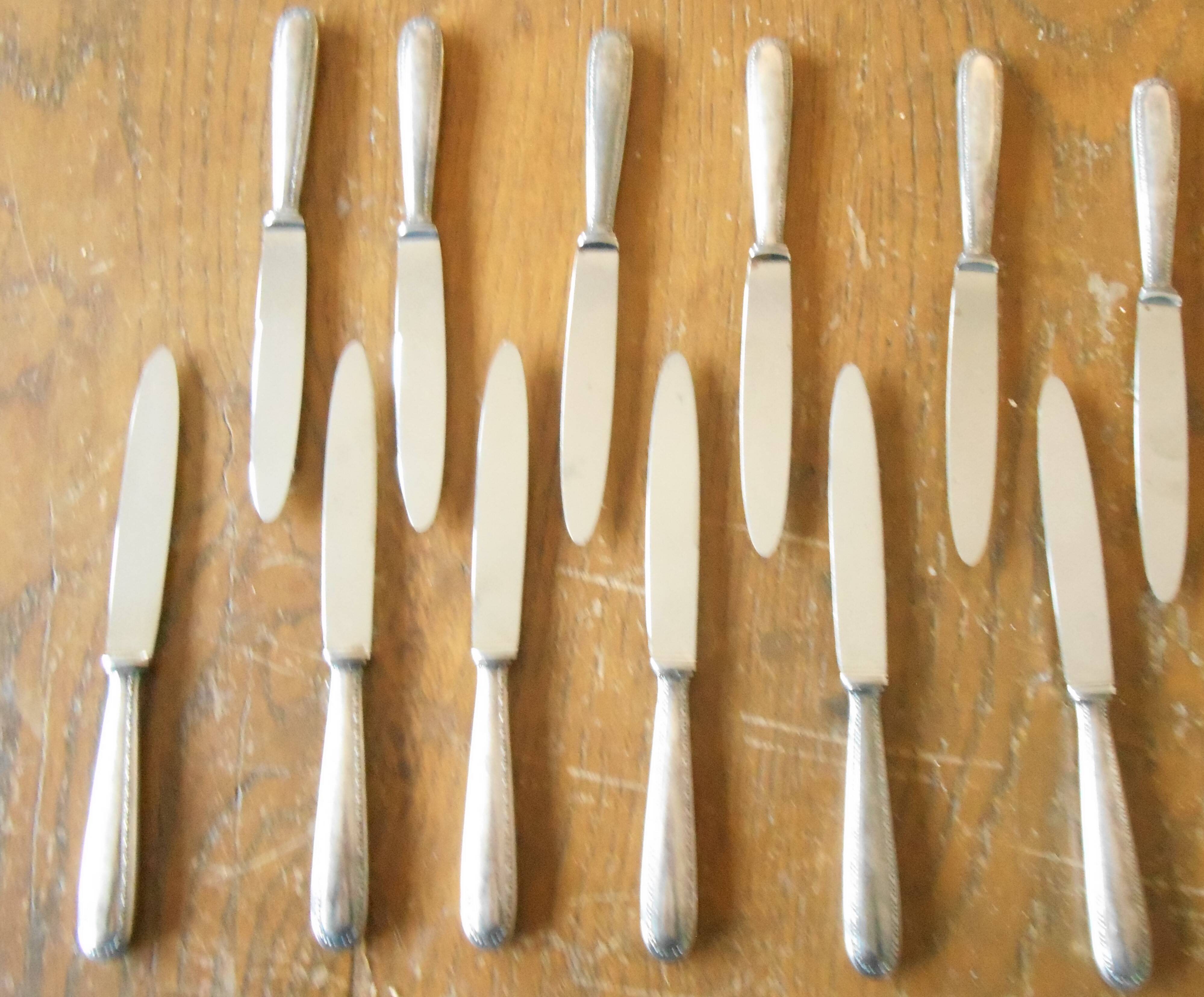 11 silver metal knives