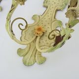 Pair of Italian wall lights in cream-colored sheet metal. 1970s