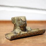 Vintage Dog Head Bronze Pen Holder