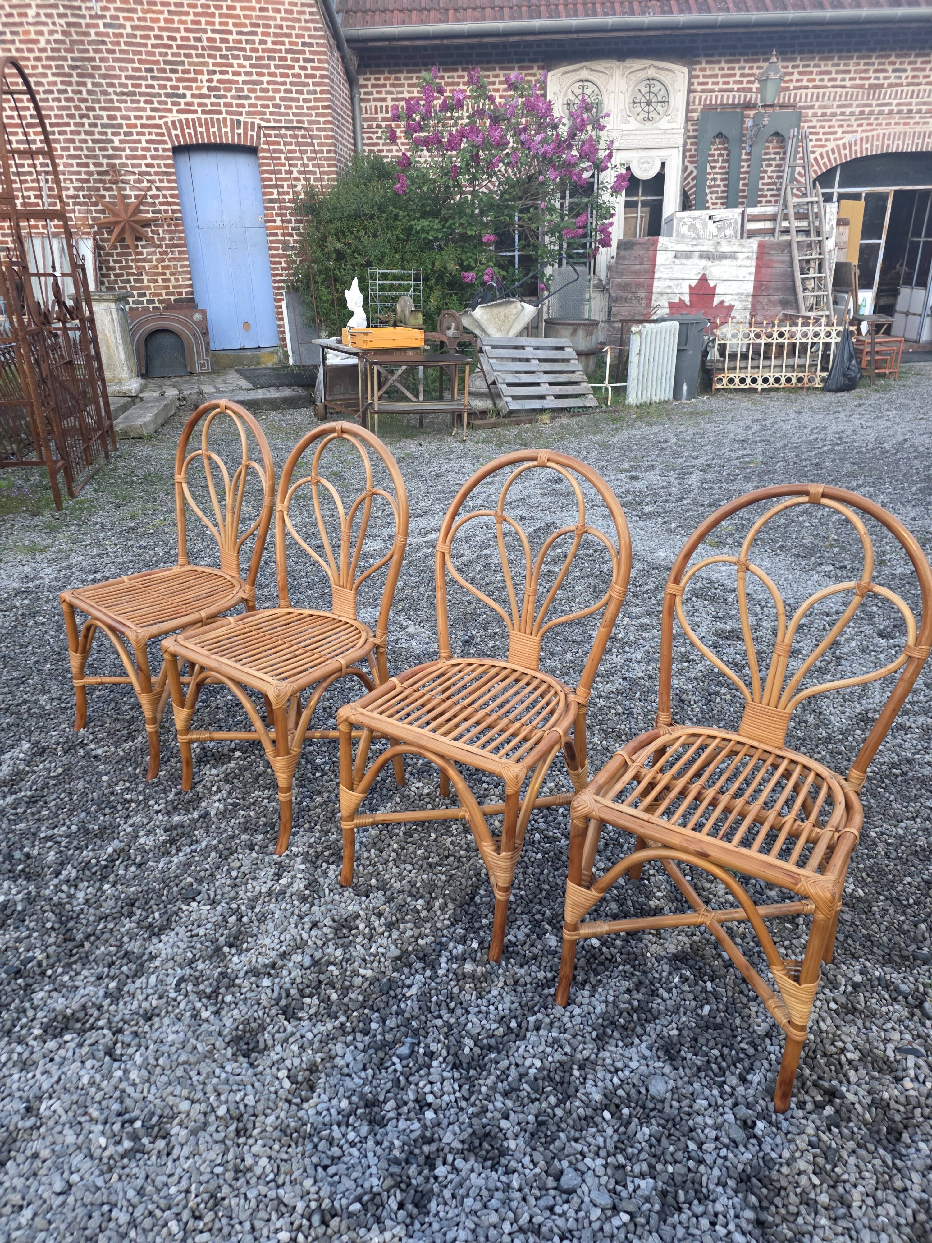 4 rattan chairs from the 1970s