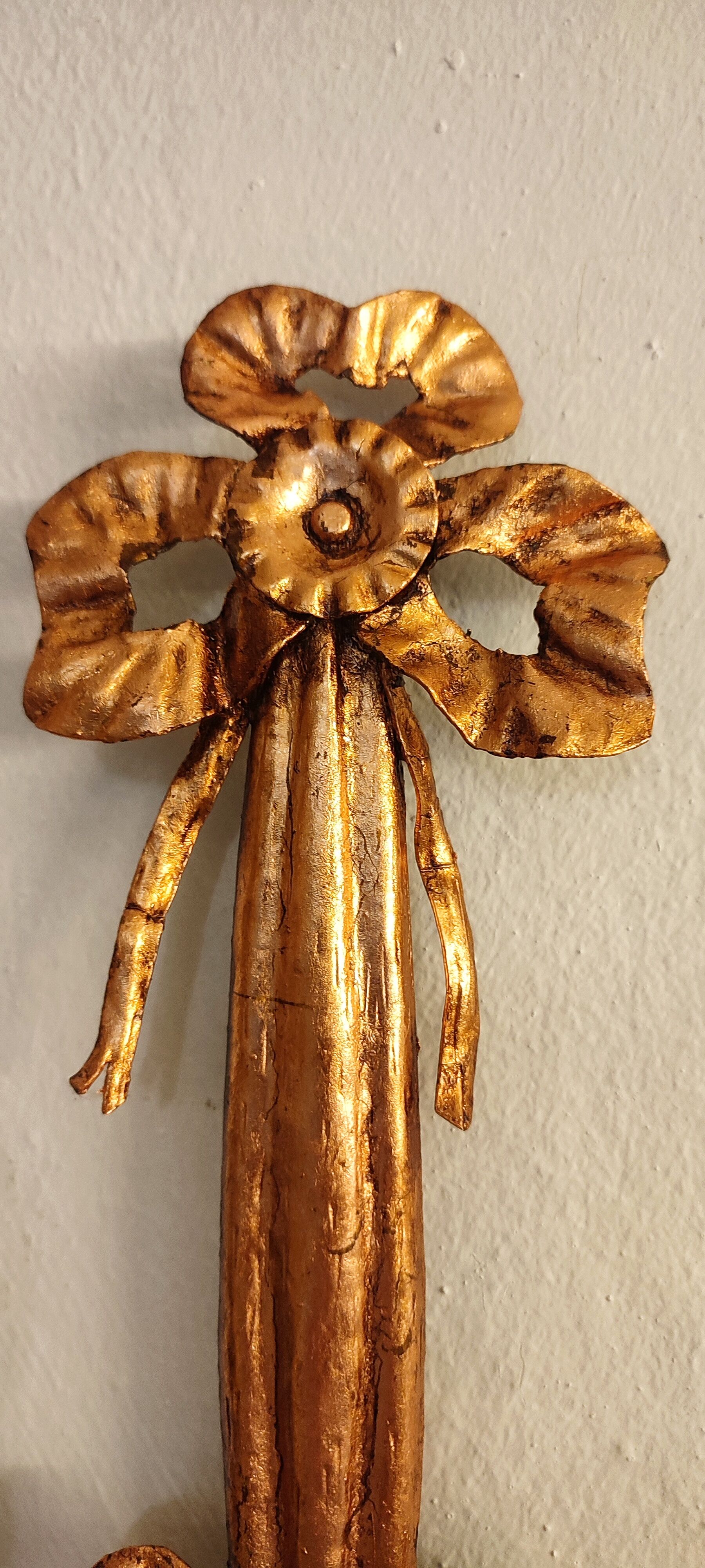 Wall lamp wrought iron and gold leaf. France, 1950s.