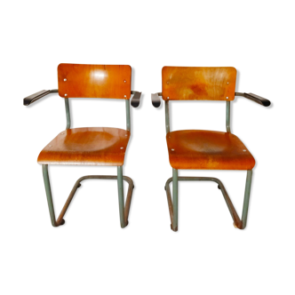 Pair of sled armchairs, antiques