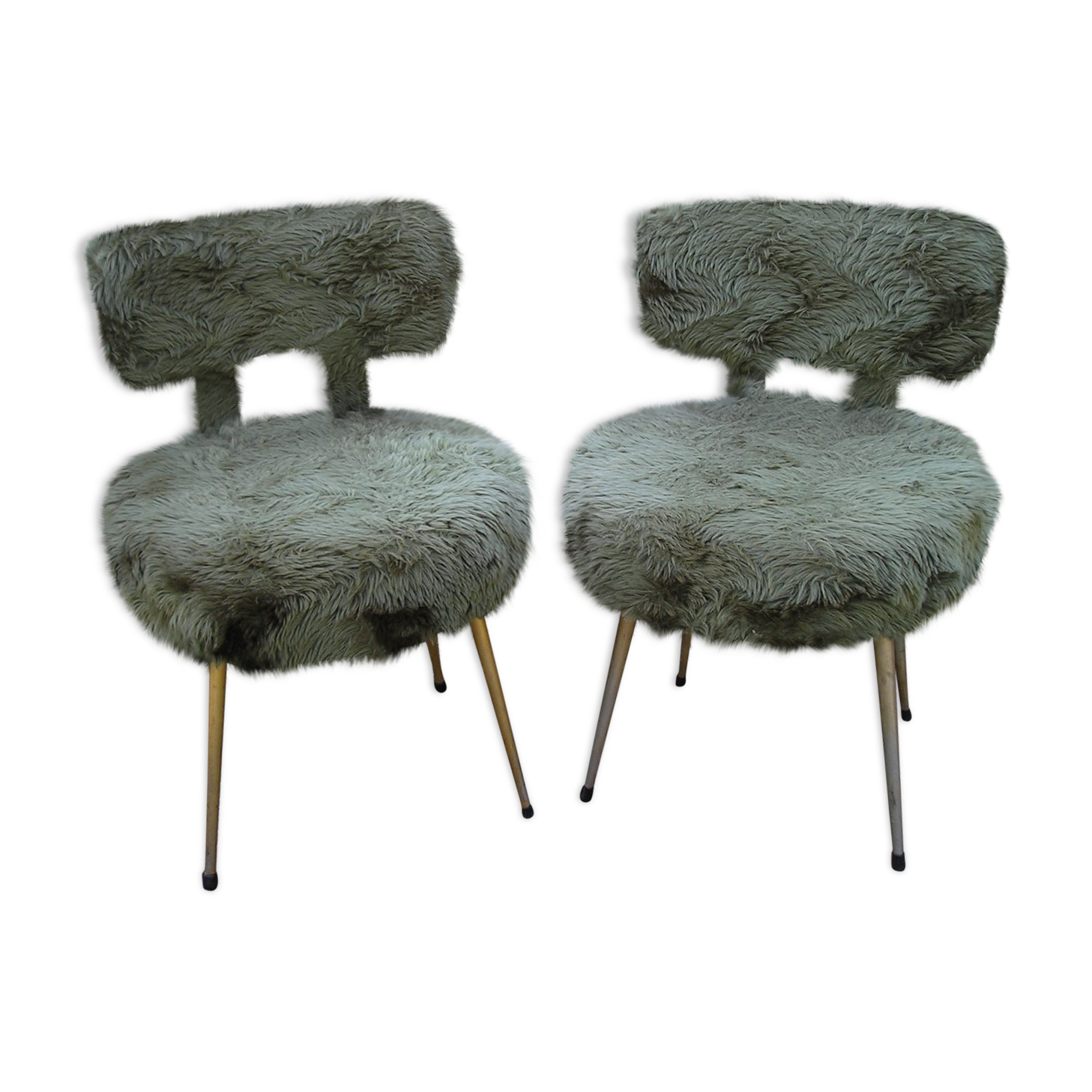 1970 green moumoute pelfran chair duo