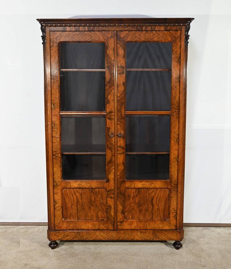 Burl Walnut Bookcase, Restoration Period – Early 19th Century