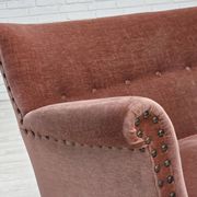 1970s, Danish 2-seater sofa, salmon pink furniture velour, beech wood.