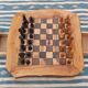 Natural olive wood edge, rustic chessboard