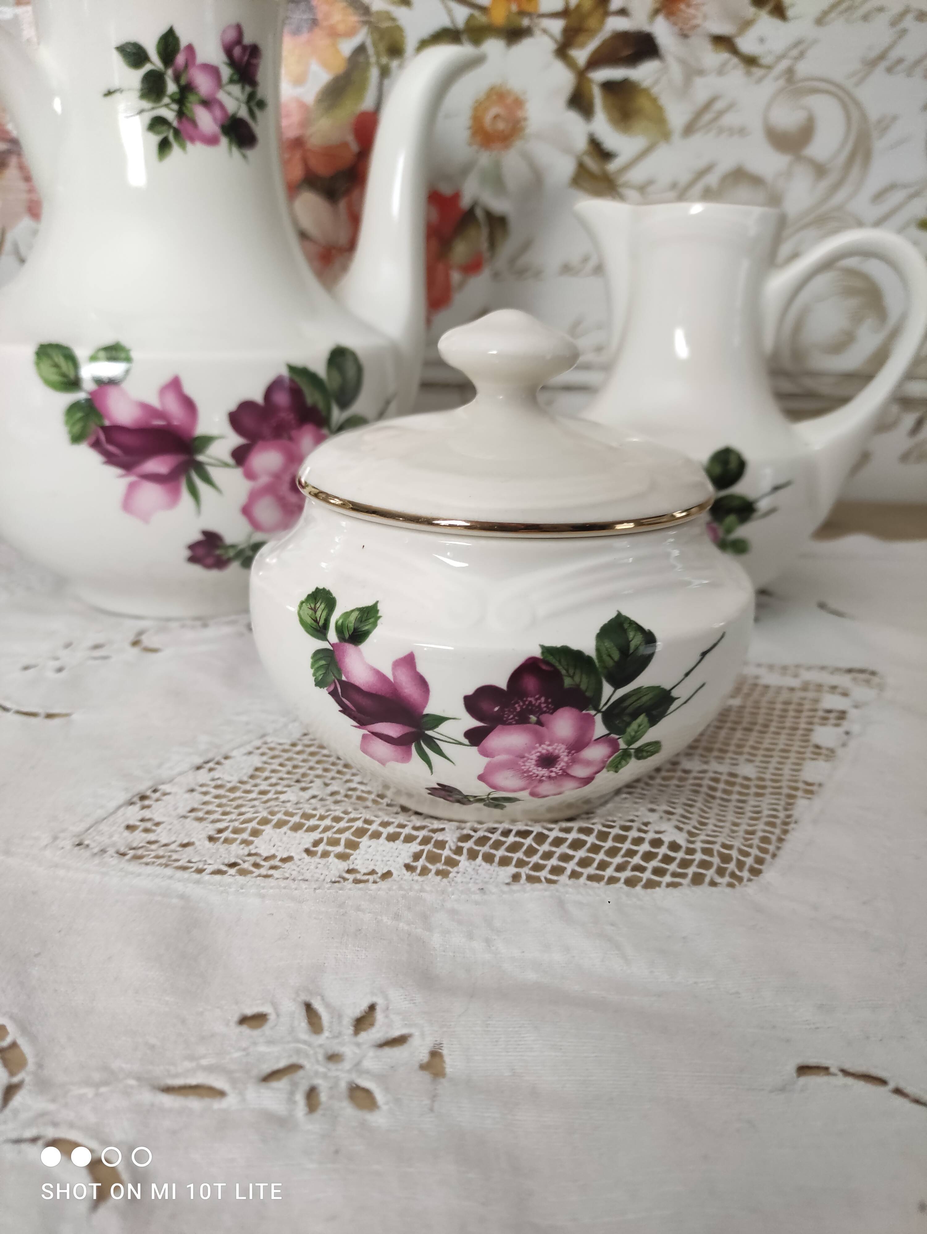 Coffee set 3 pieces Gien France Chinon model