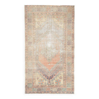 4x6 Rug For Kitchen Handmade Wool Vintage Rug, 112x196Cm SK 3865