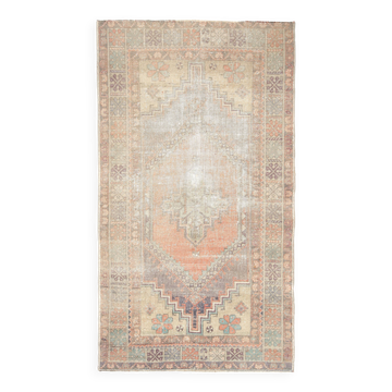 4x6 Rug For Kitchen Handmade Wool Vintage Rug, 112x196Cm SK 3865