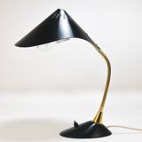 1950s Cosack Cobra black desk or table lamp in brass, mid-century, Stilnovo style.