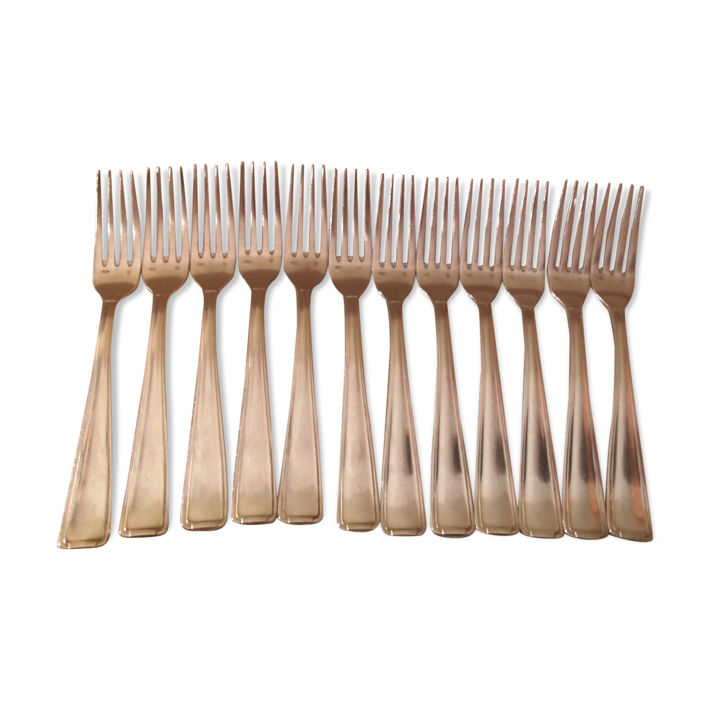 12 art deco table forks in silver metal François Frionnet