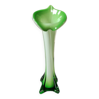 Vase soliflore fleur d'arum en verre d'art soufflé, Murano