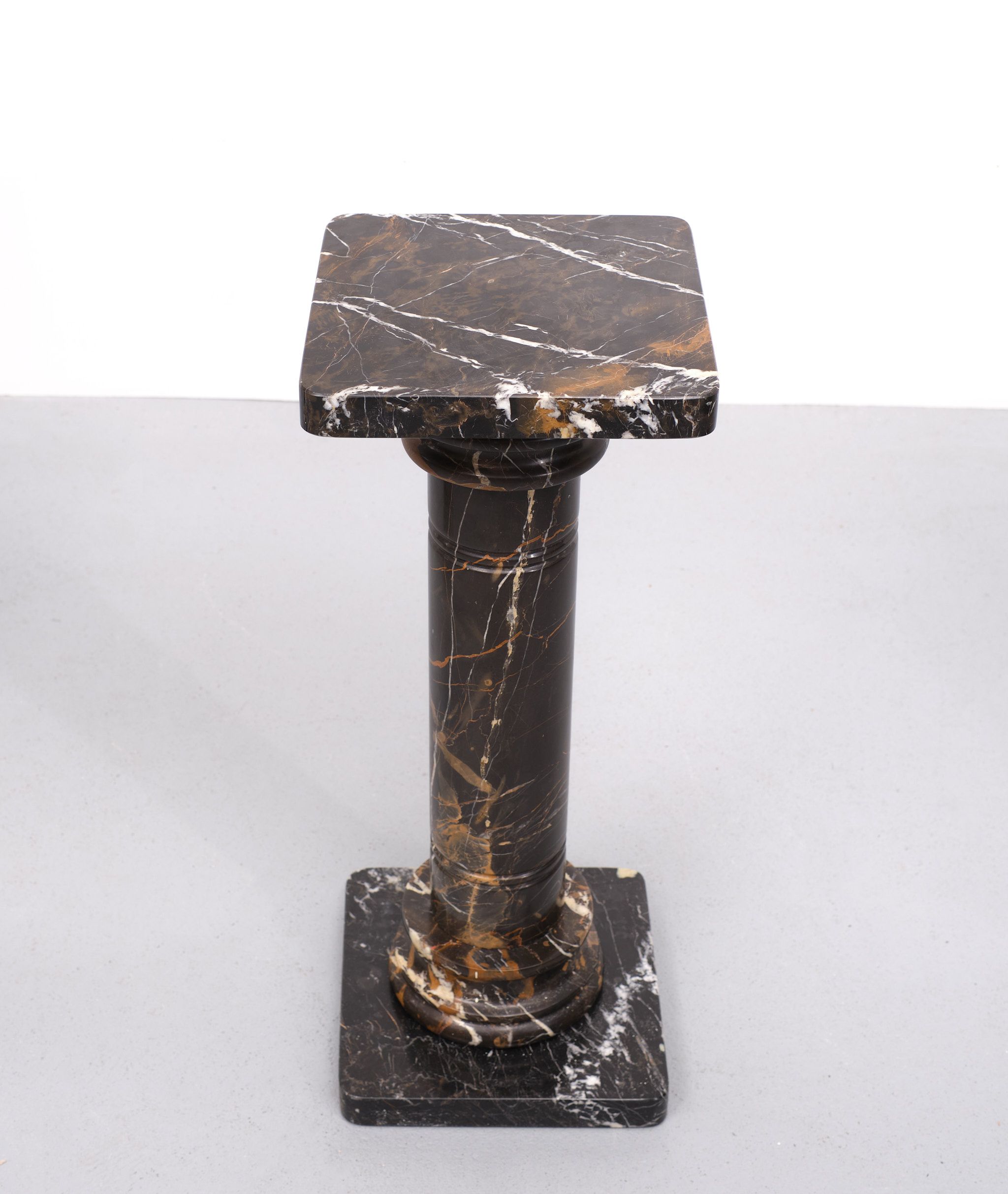 Two black portoro marble pedestals, Italy