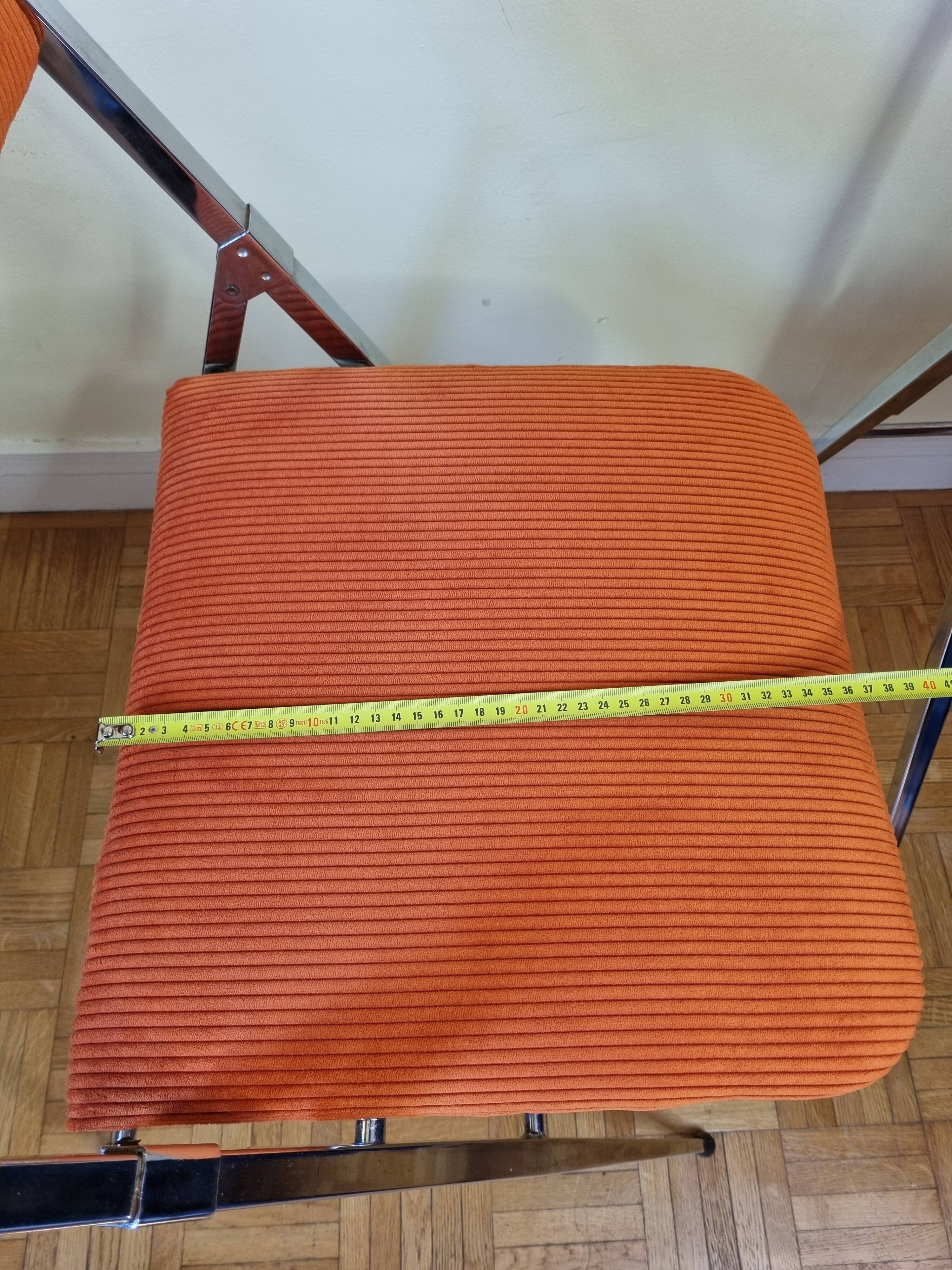 Pair of vintage folding chairs in chrome-plated steel, 70s, restored