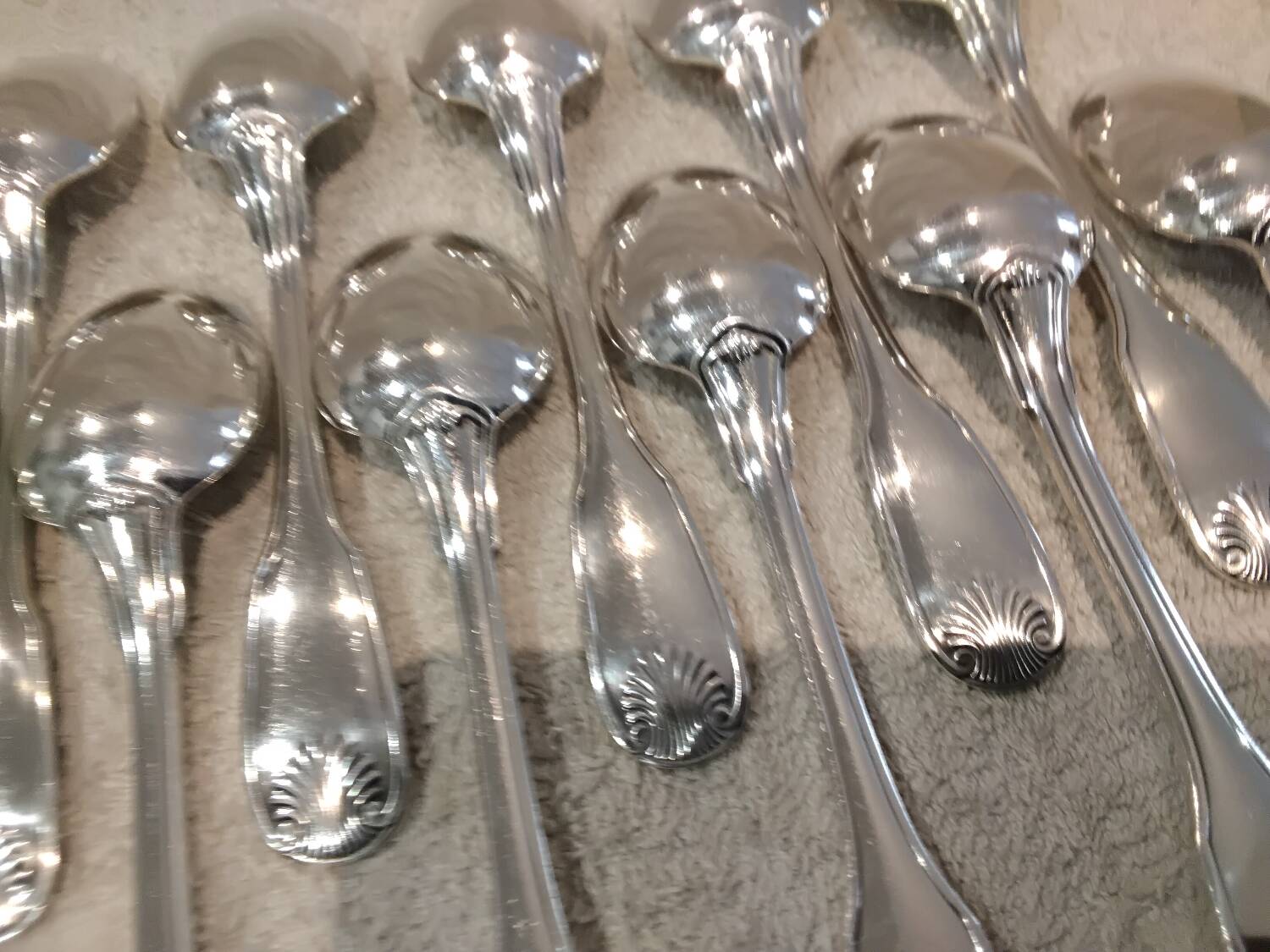 12 silver-plated coffee spoons, Christofle Vendome, 13.6 cm