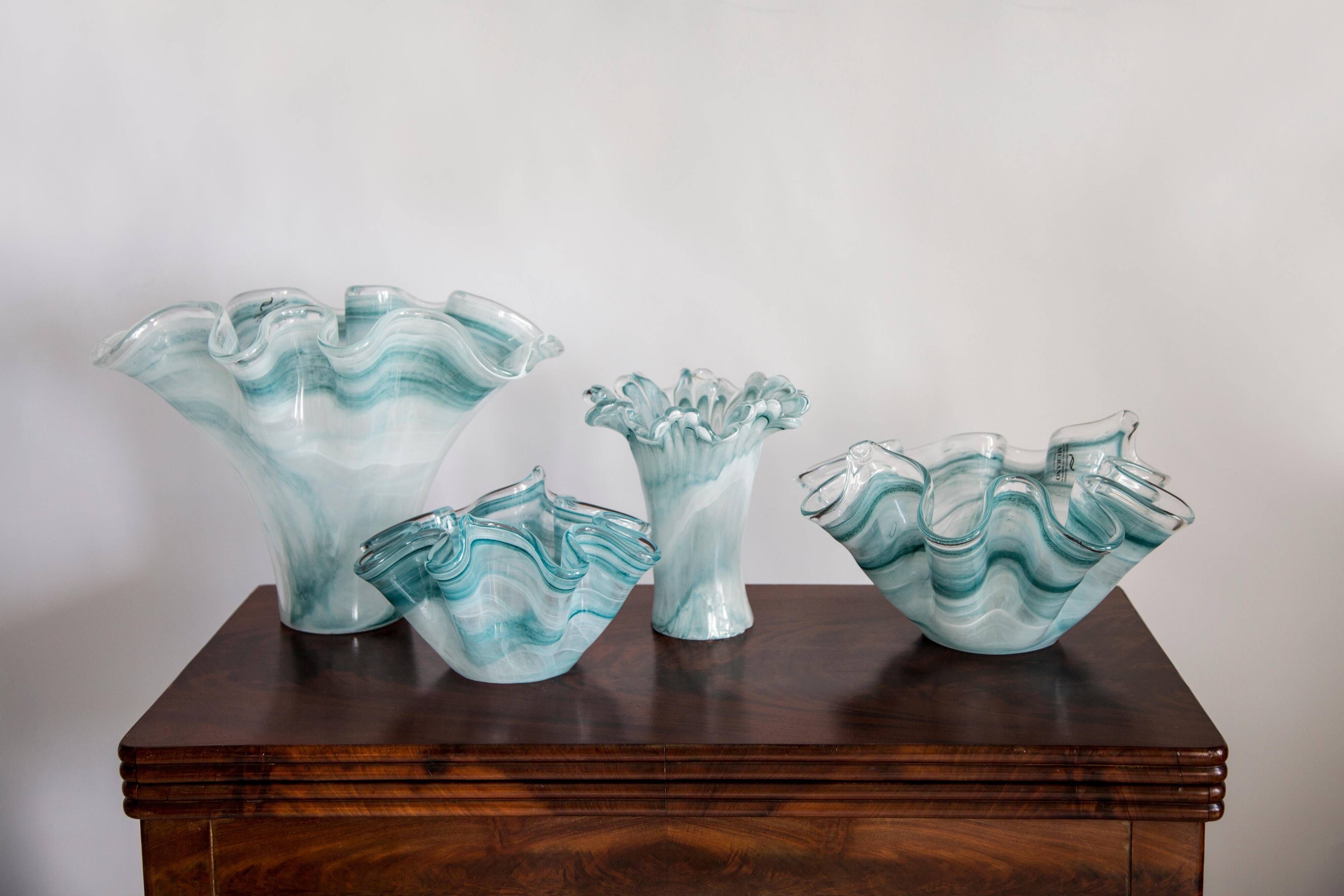 Large Murano glass bowl, mid-century style, Italy, 2000s.