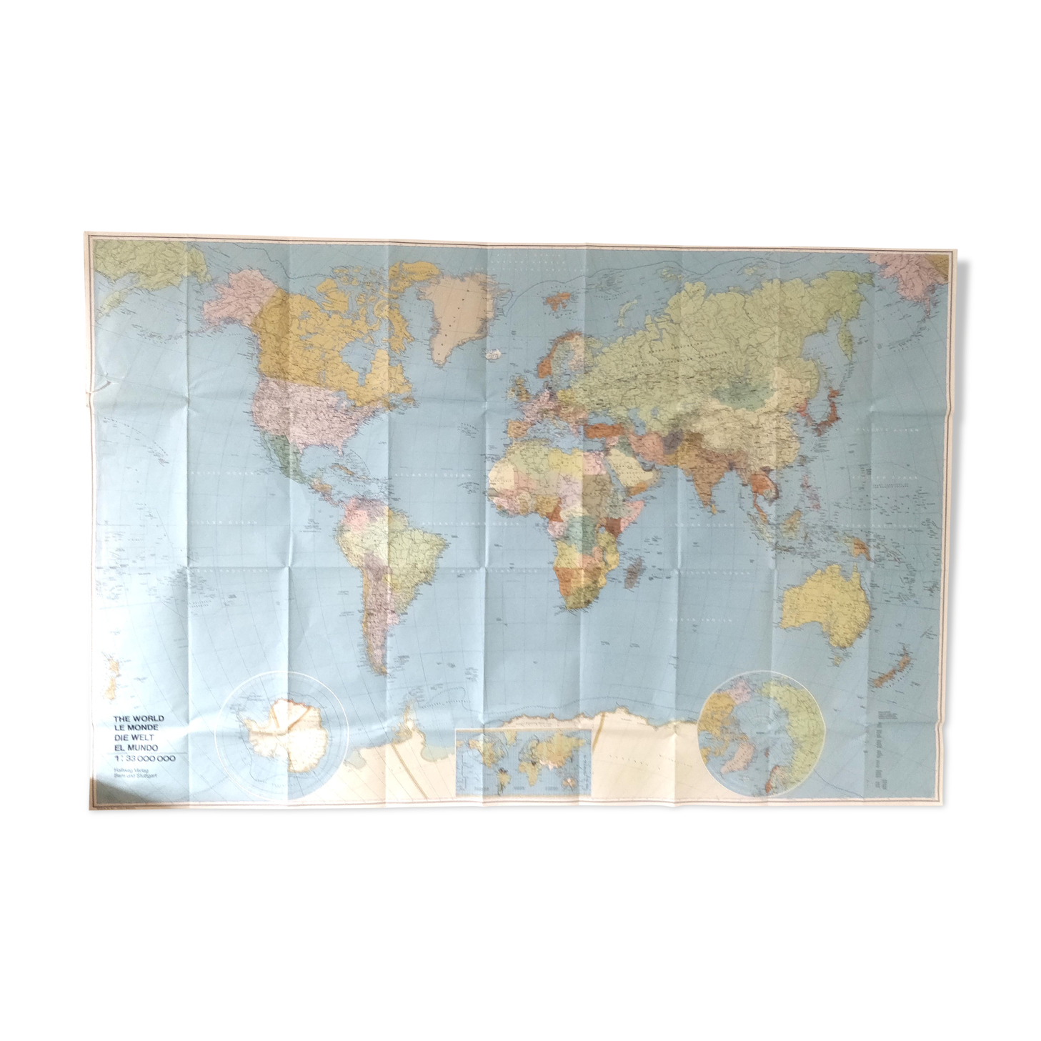 Map planisphere the world 124x82cm 60s