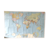 Map planisphere the world 124x82cm 60s
