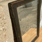 Old wooden mirror and metal angle barber shape 18th