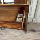 Bonheur du jour in mahogany and brass inlay, late 18th century