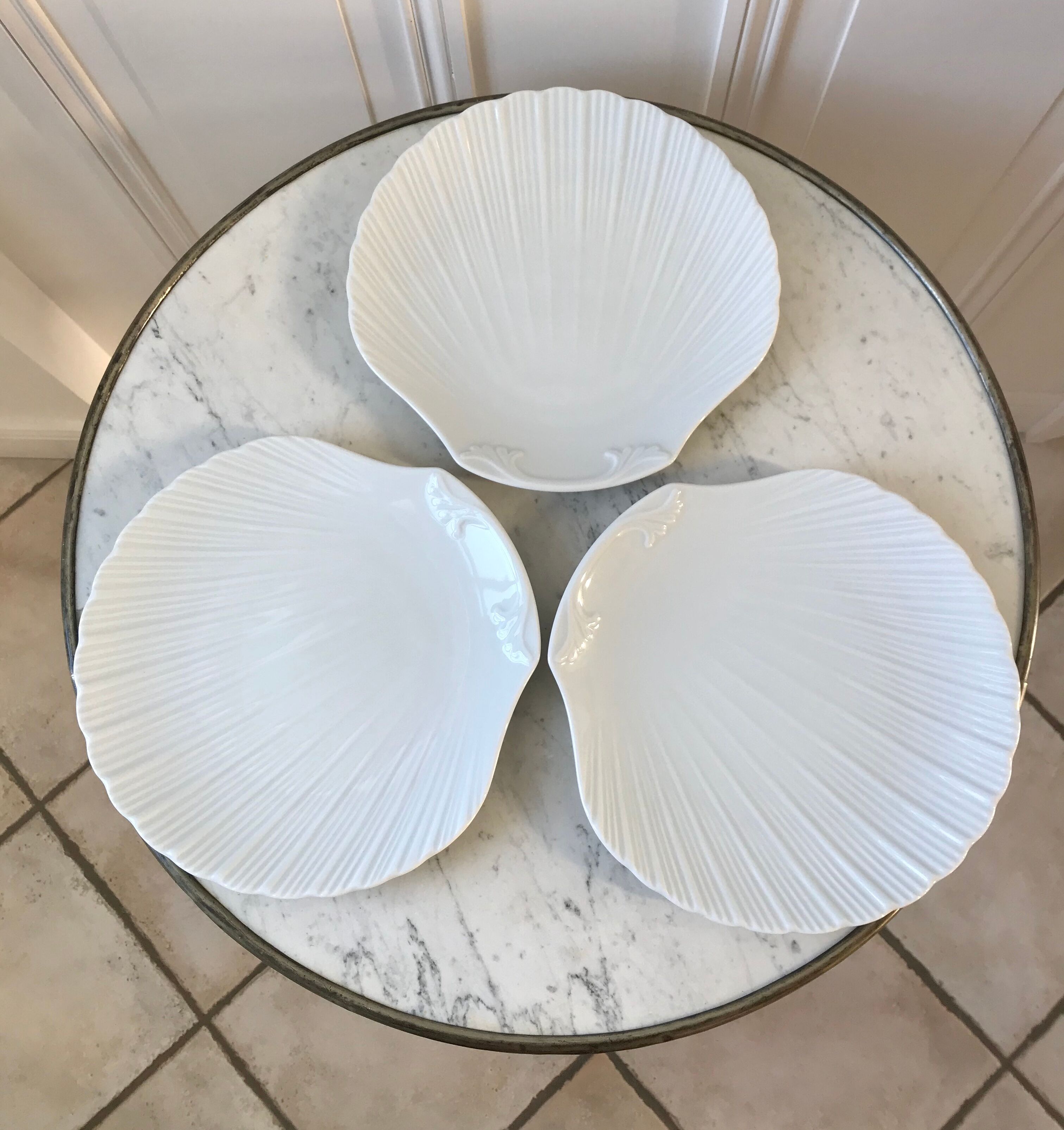 Set of 3 dishes Shell in Limoges porcelain