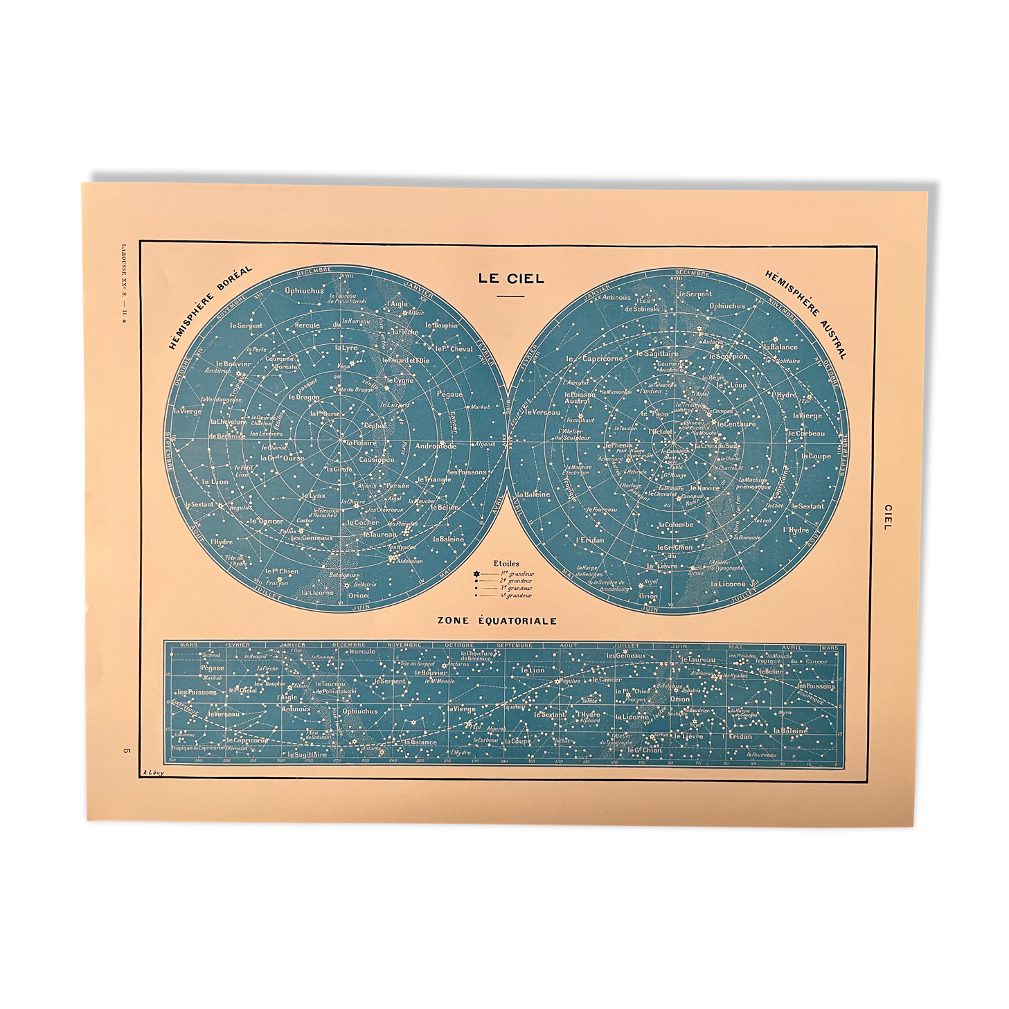 Lithograph engraving on the sky from 1928