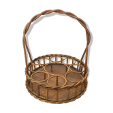 Panier vintage porte bouteille en osier rotin