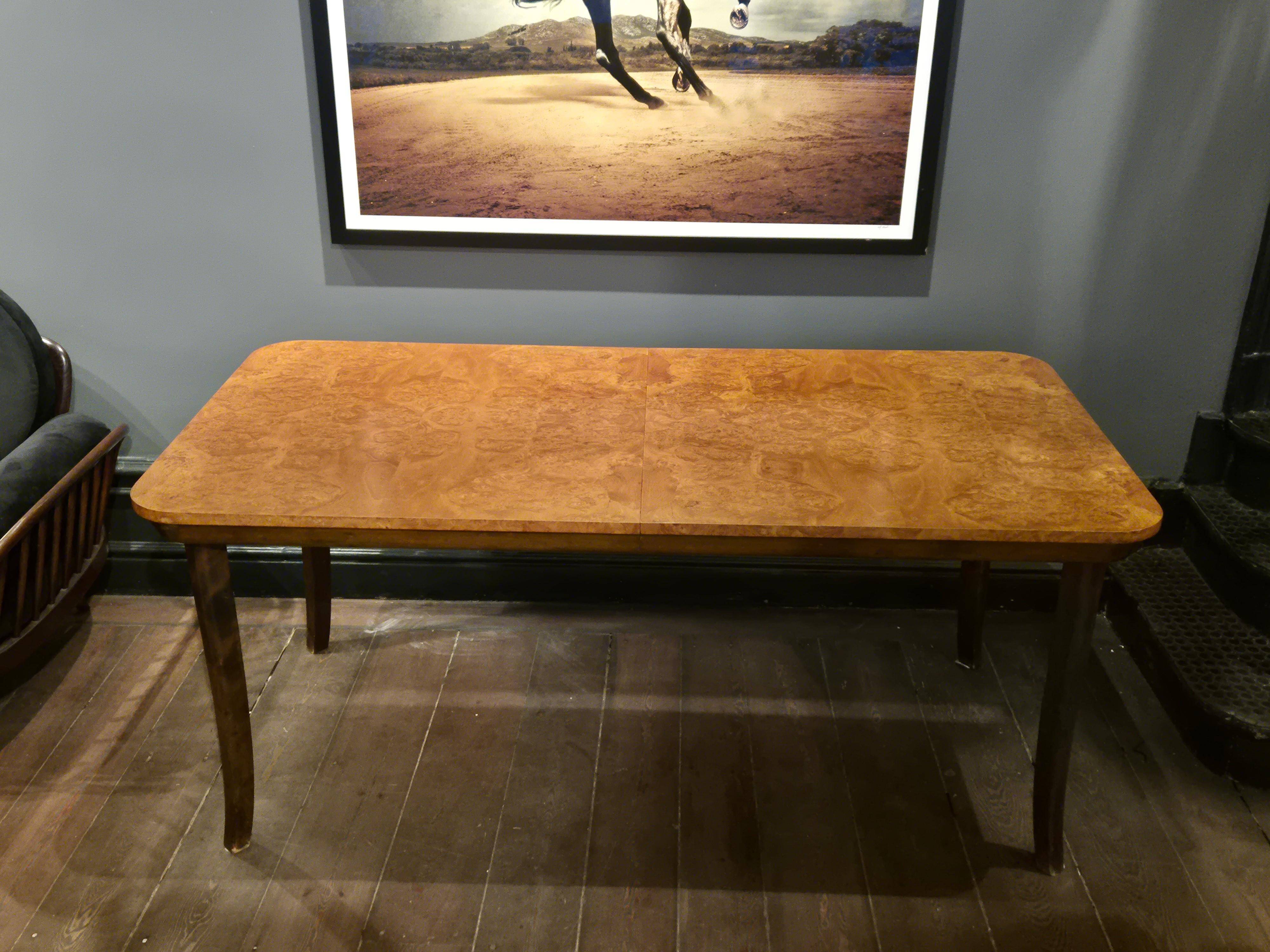 Dining table in burl and beech by Axel Einar Hjorth, NK 1938, Swedish Modern.
