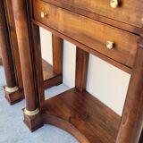 Pair of empire consoles in mahogany and 19th century marble