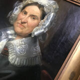 Wore "Lady in the Headdress." Oil on canvas between 1820 and 1860. Unsigned. Old frame.