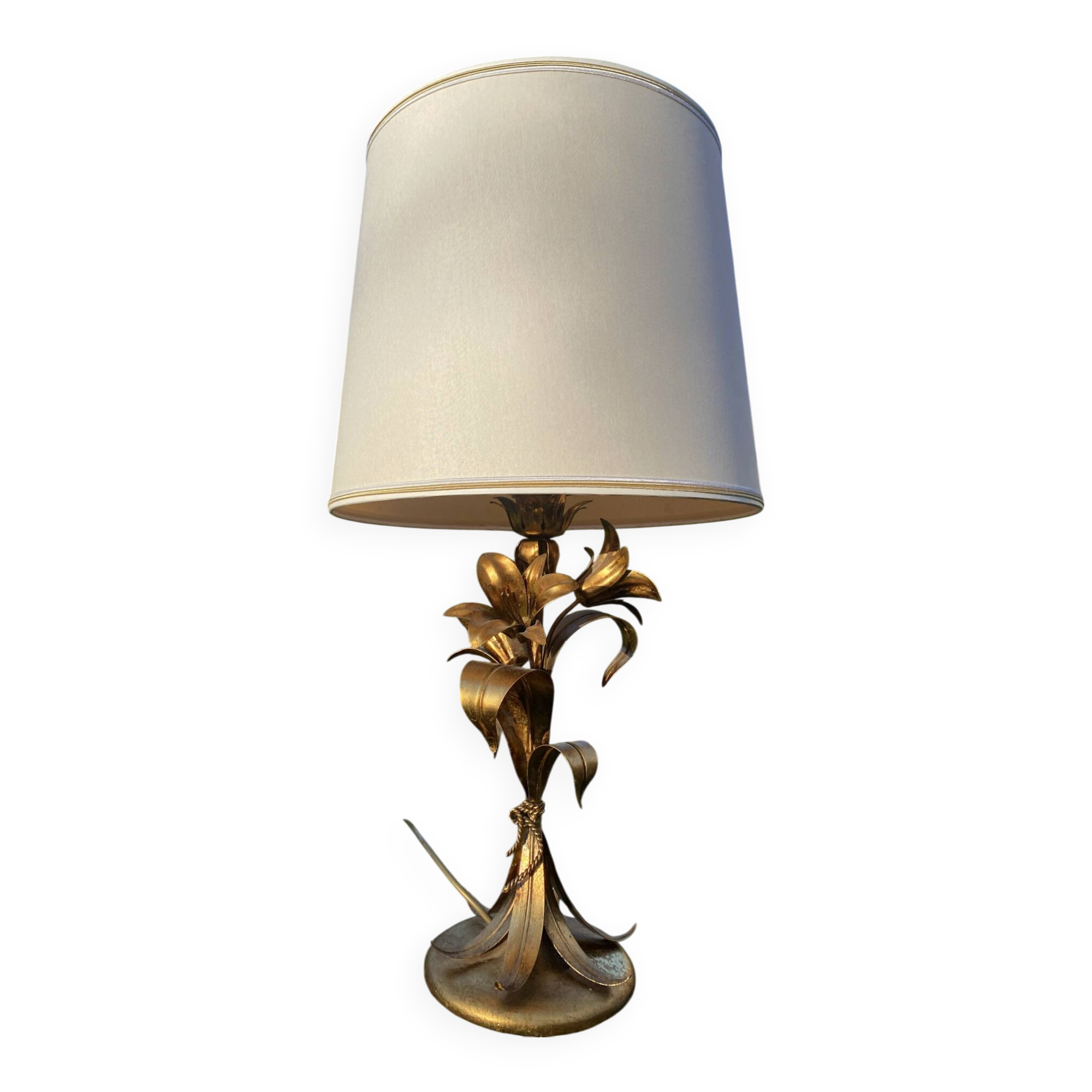 Lampe vintage dorée bouquet de lys Flor Art
