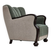 Fauteuil danois en laine et bois de chêne, années 1960