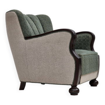1960s, Danish relax chair, furniture wool, oak wood.