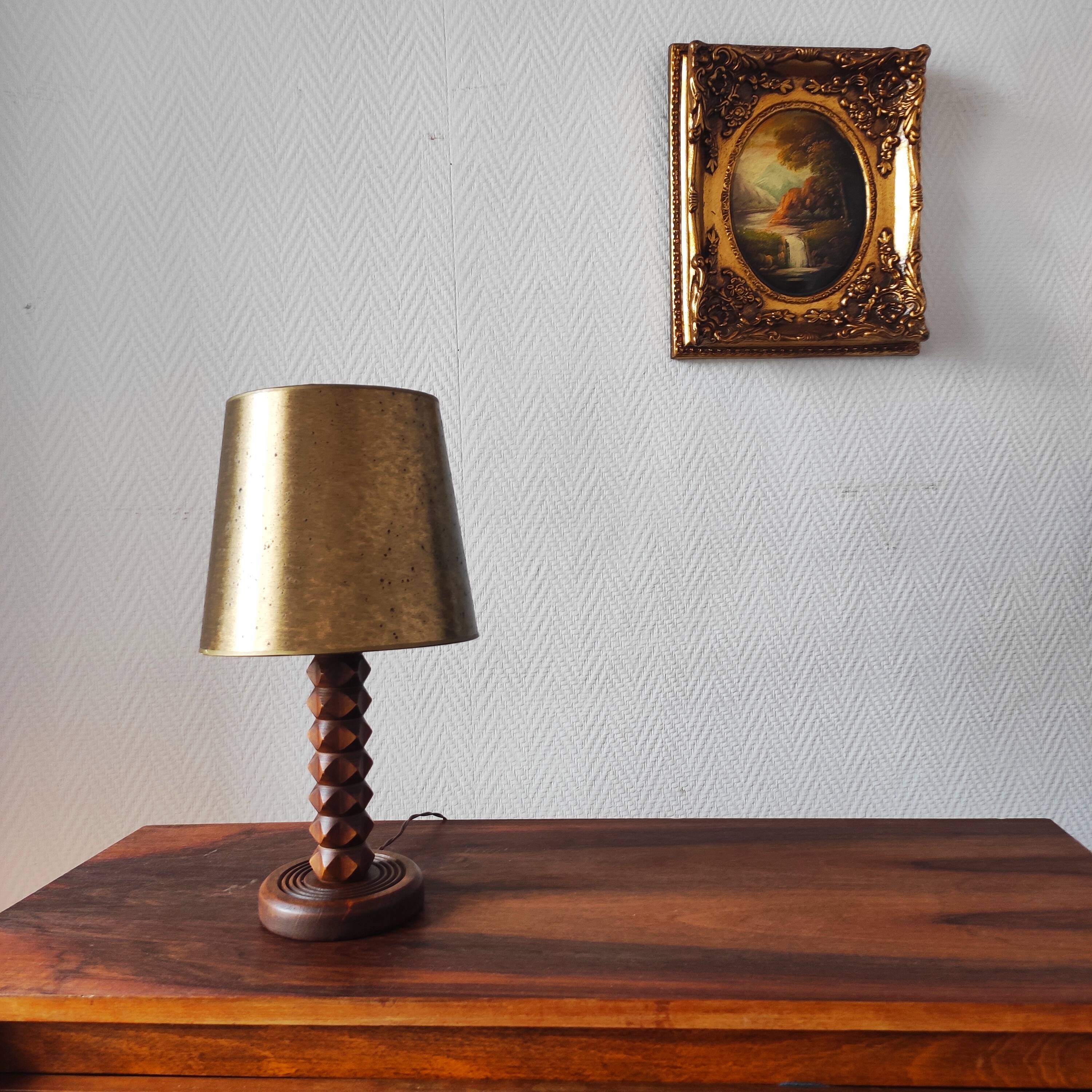 Vintage wooden lamp 1950/60 brutalist design