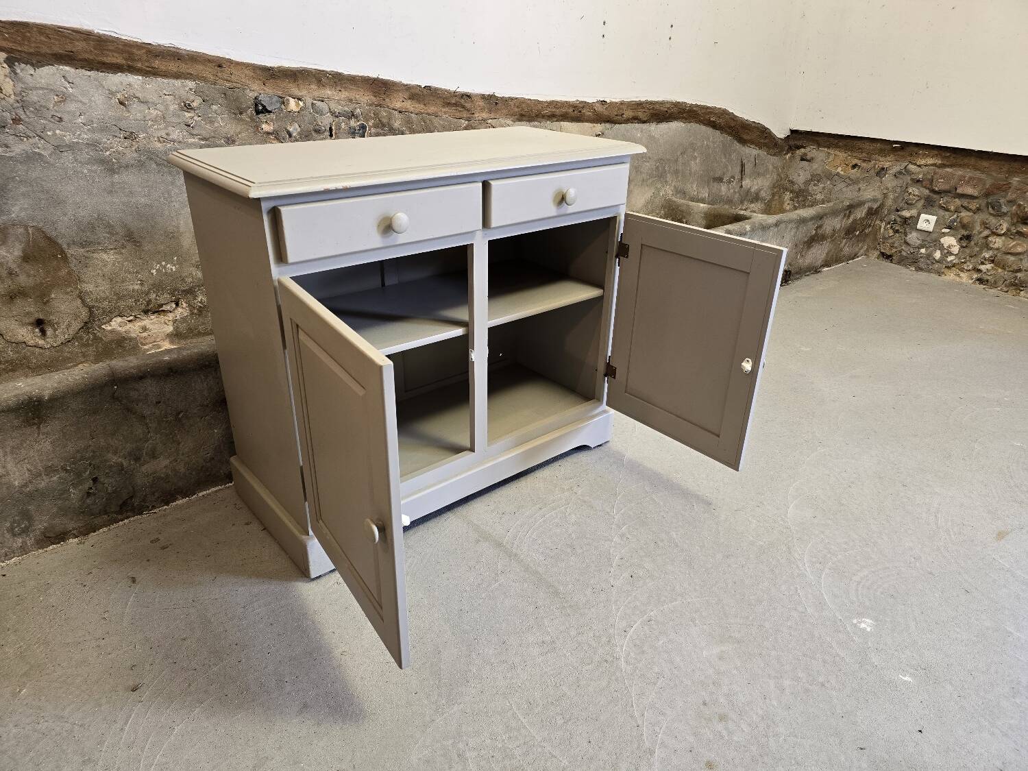 Gray pine sideboard
