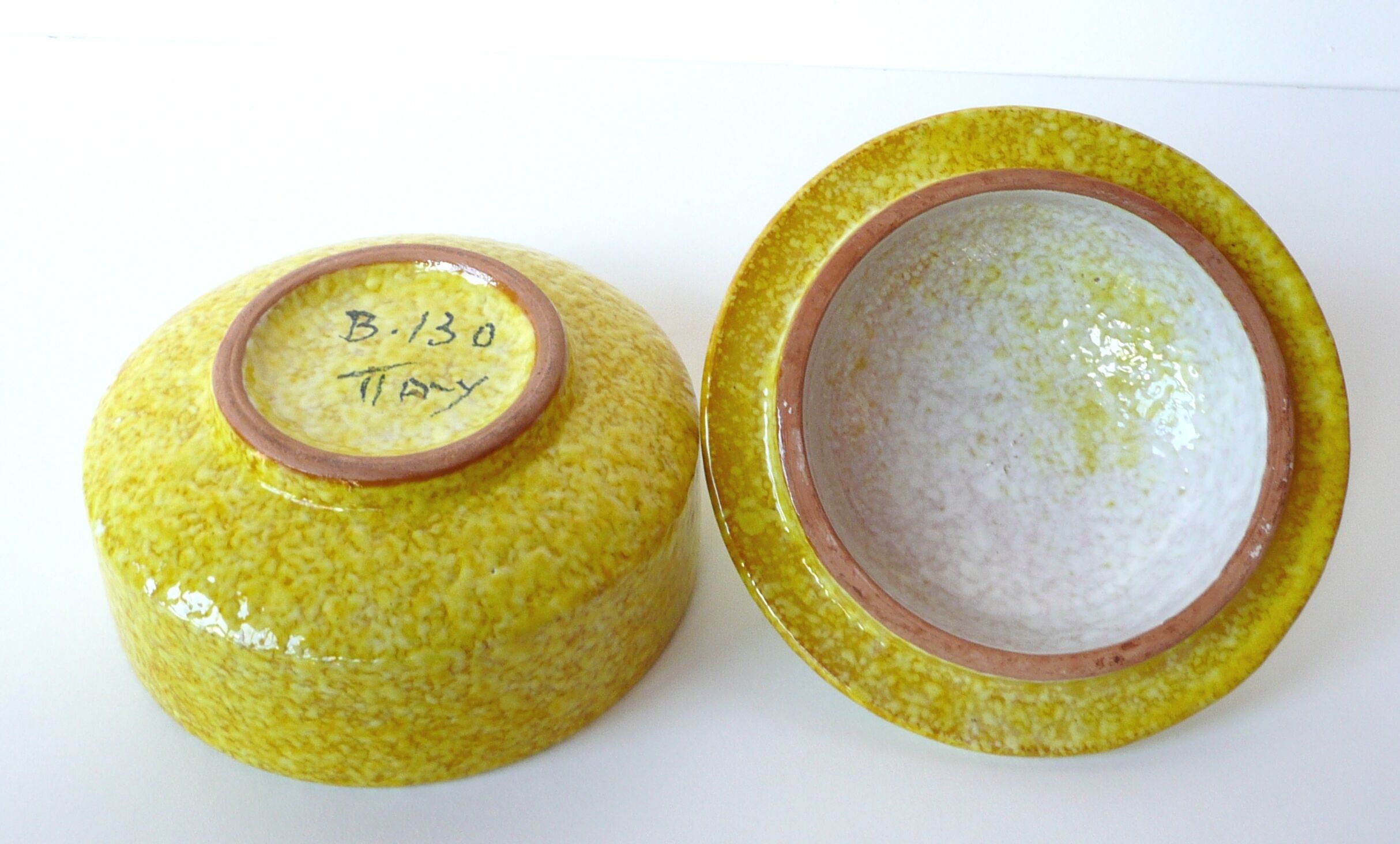 Glazed terracotta covered pot by vintage ITALY