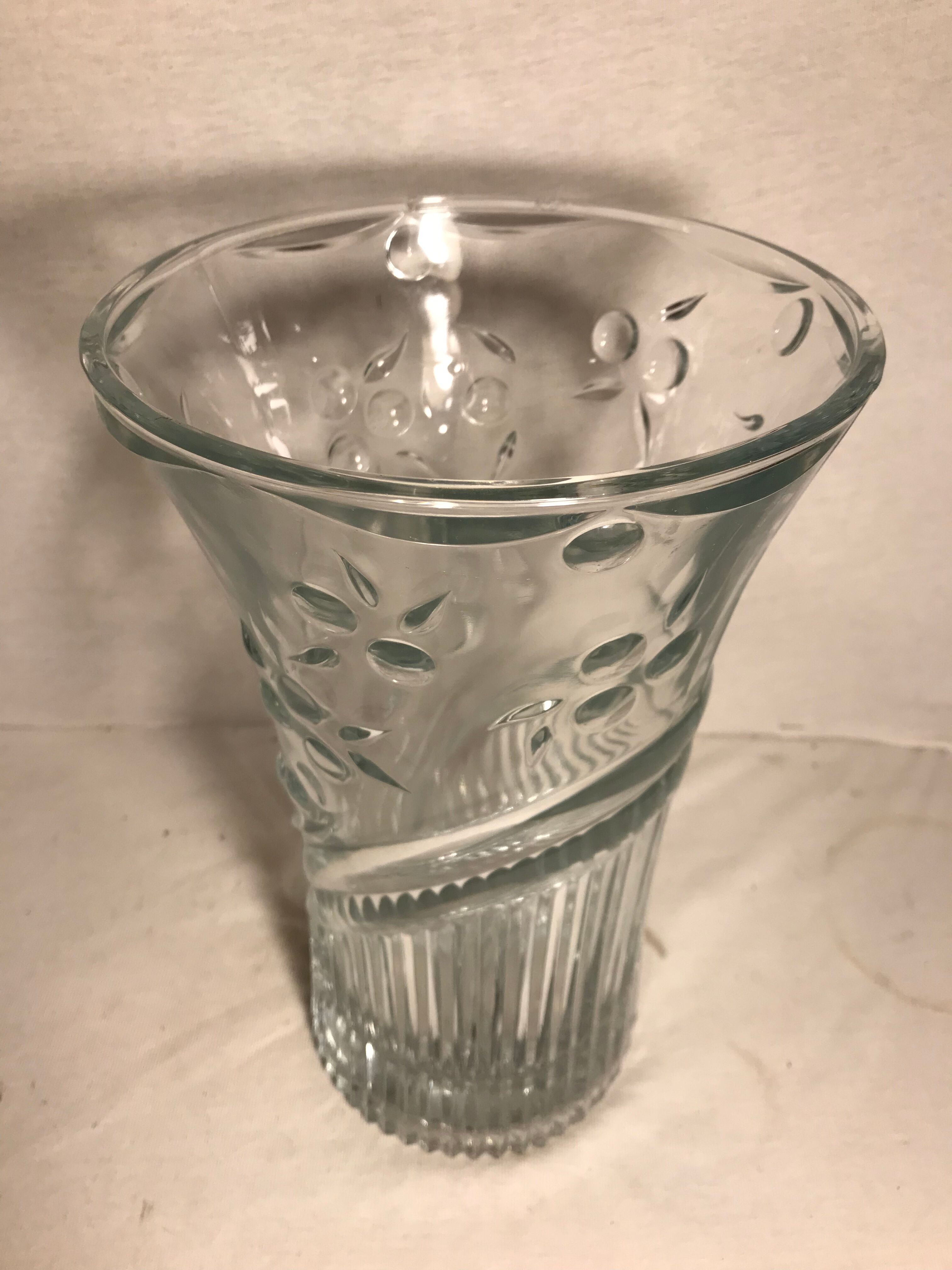 Old vase transparent molded glass