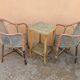 Pair of armchairs and rattan gueridon 1900s