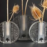 set of 3 round solifleur BLOCK VASES walther glas 60s 70s op art