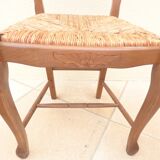 8 Straw chairs with high backs in solid wood