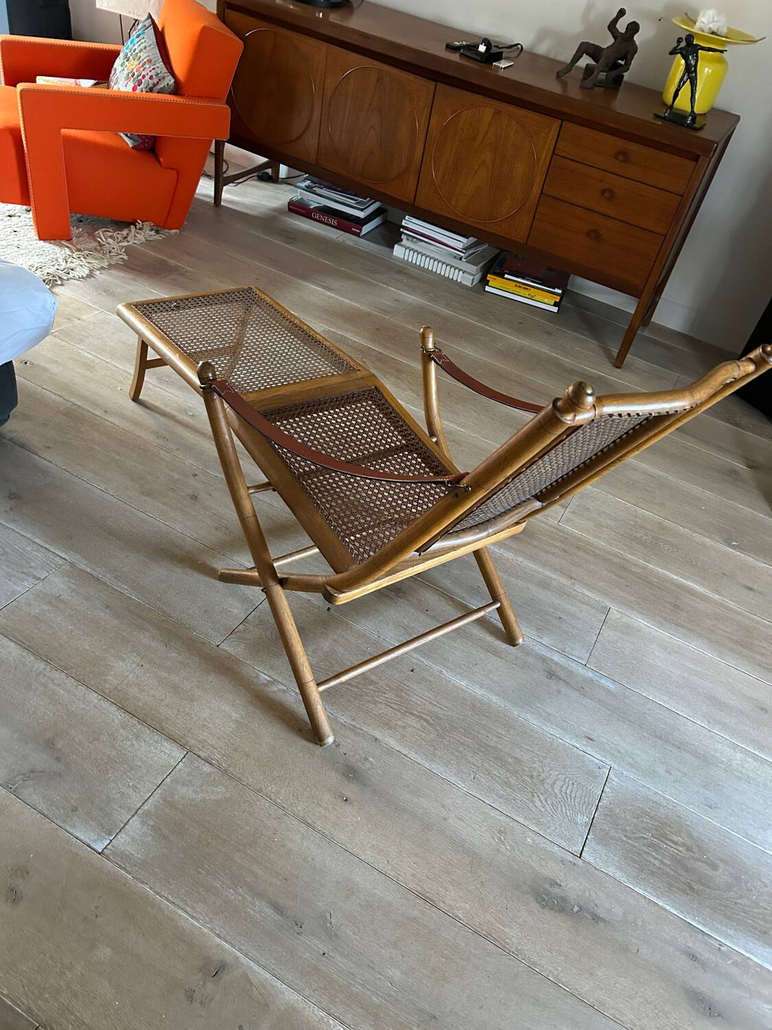 Wooden cane lounge chair