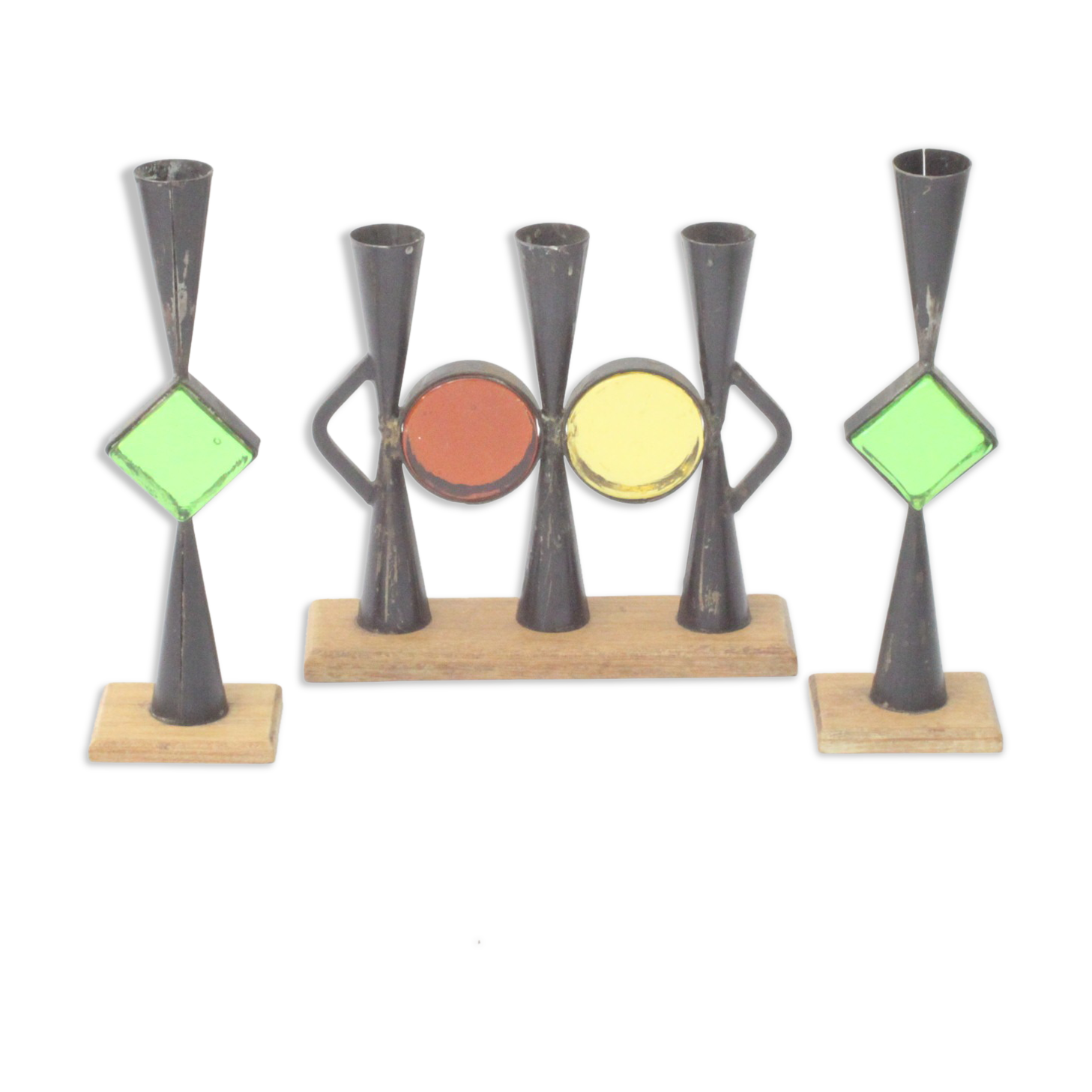 Wrought iron candle holders by Erik Hoglund & Pierre Forsell  for Bo Svensk, Sweden 1950s.