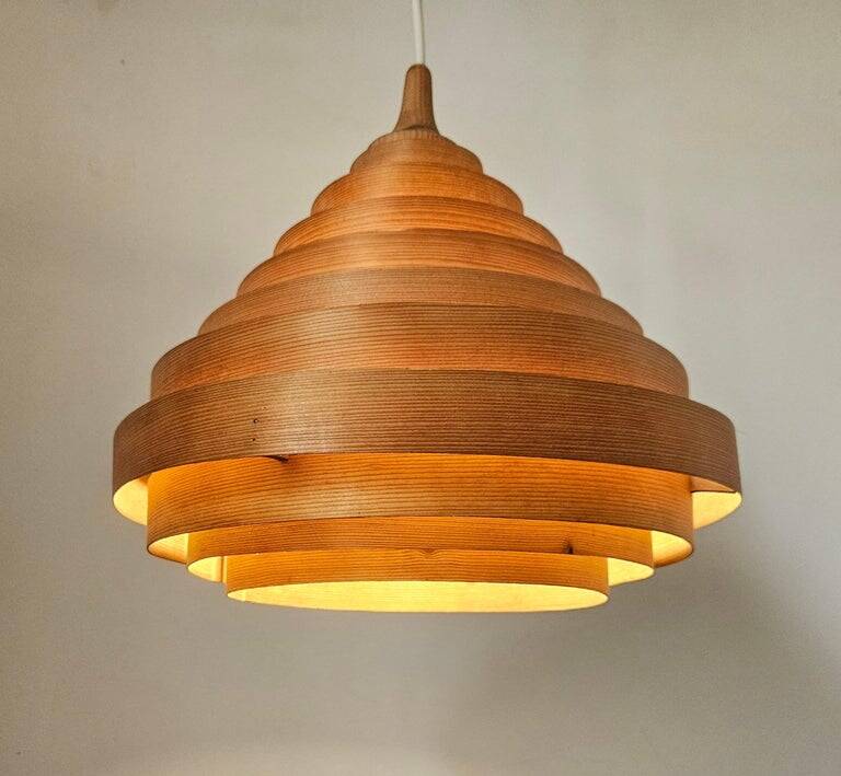 Midcentury Veneer Pendant in style of Hans-Agne Jakobsson, Denmark, 1970s